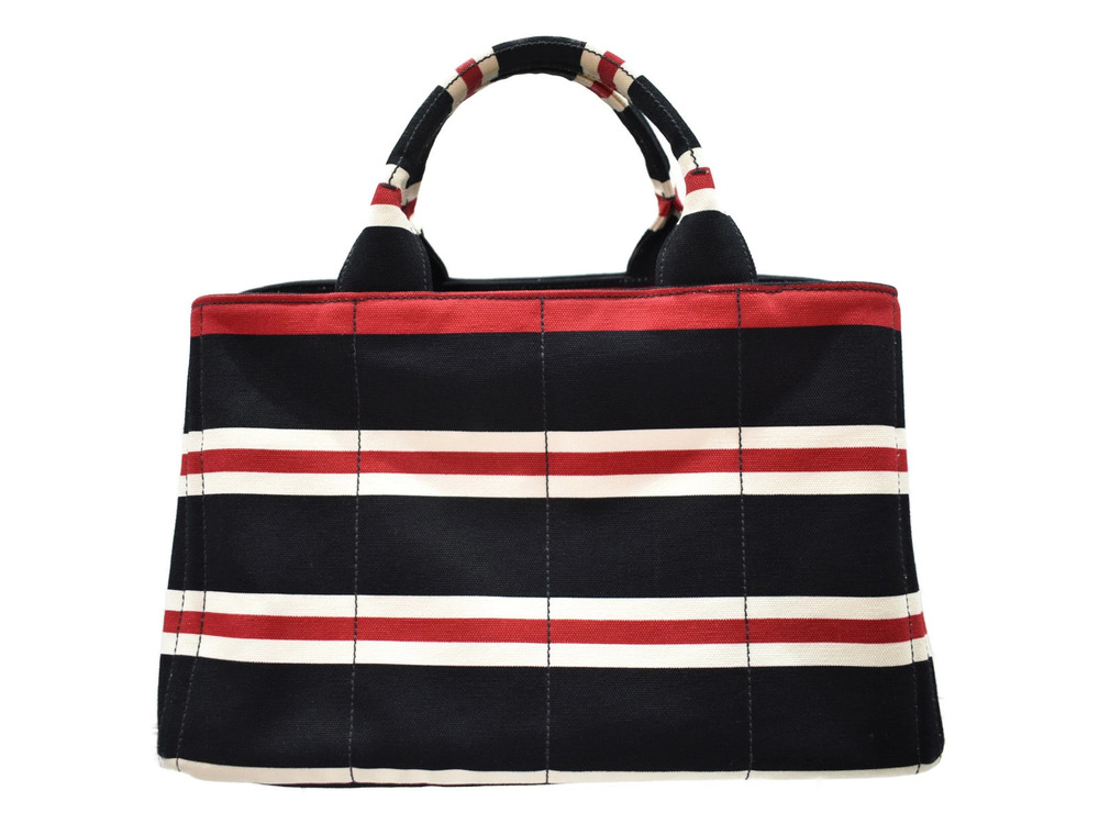 Prada Canvas White Canapa Red bag Handbag Black Red Black